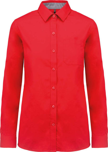 LADIES’ NEVADA LONG SLEEVE COTTON SHIRT - Red - colorimageurl