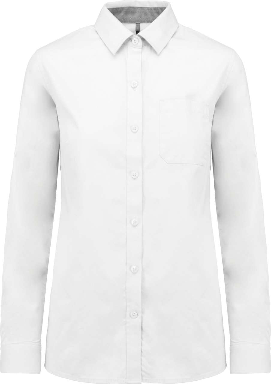 LADIES’ NEVADA LONG SLEEVE COTTON SHIRT - White - colorimageurl