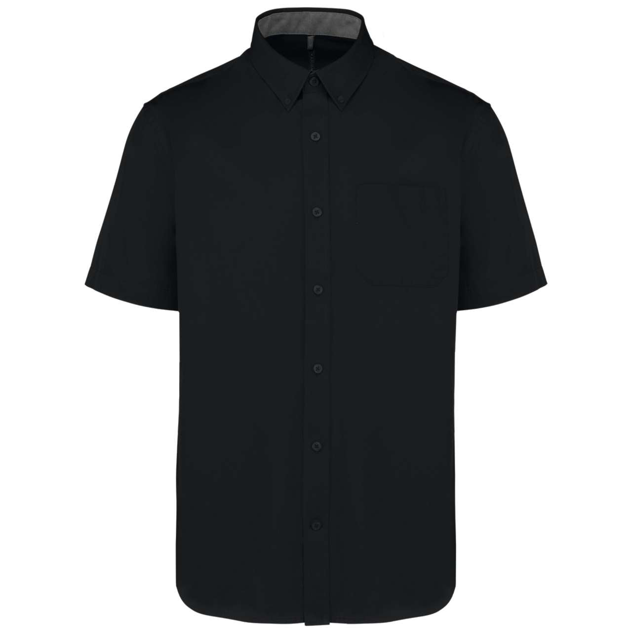 MEN'S ARIANA III SHORT-SLEEVE COTTON SHIRT - Black - colorimageurl