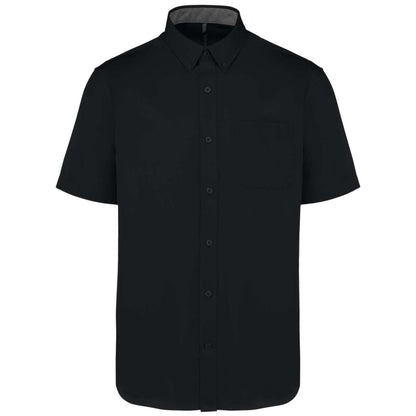 MEN'S ARIANA III SHORT-SLEEVE COTTON SHIRT - Black - colorimageurl