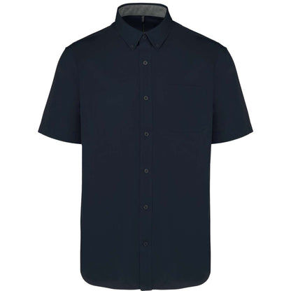 MEN'S ARIANA III SHORT-SLEEVE COTTON SHIRT - Navy - colorimageurl