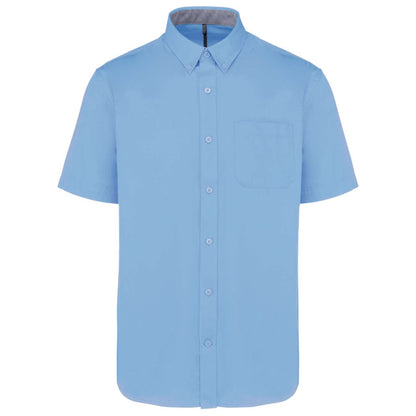 MEN'S ARIANA III SHORT-SLEEVE COTTON SHIRT - Sky Blue - colorimageurl