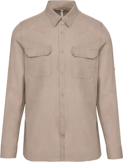 MEN'S LONG-SLEEVED SAFARI SHIRT - Beige - colorimageurl
