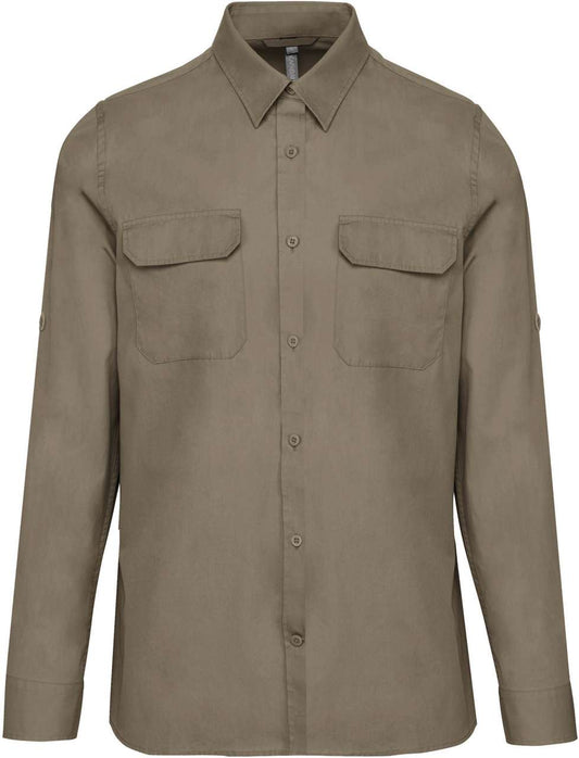 MEN'S LONG-SLEEVED SAFARI SHIRT - Light Khaki - colorimageurl
