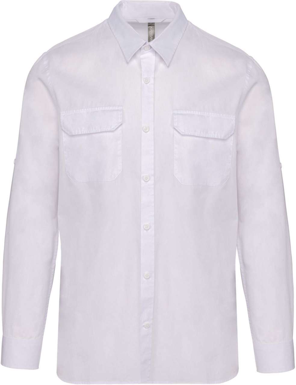 MEN'S LONG-SLEEVED SAFARI SHIRT - White - colorimageurl