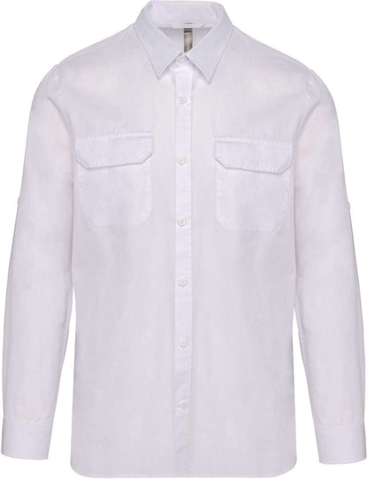 MEN'S LONG-SLEEVED SAFARI SHIRT - White - colorimageurl
