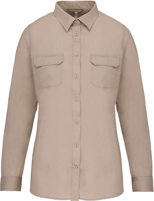 LADIES' LONG-SLEEVED SAFARI SHIRT - Beige - colorimageurl
