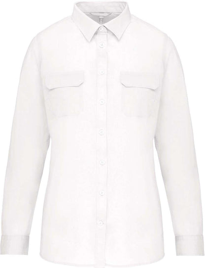LADIES' LONG-SLEEVED SAFARI SHIRT - White - colorimageurl