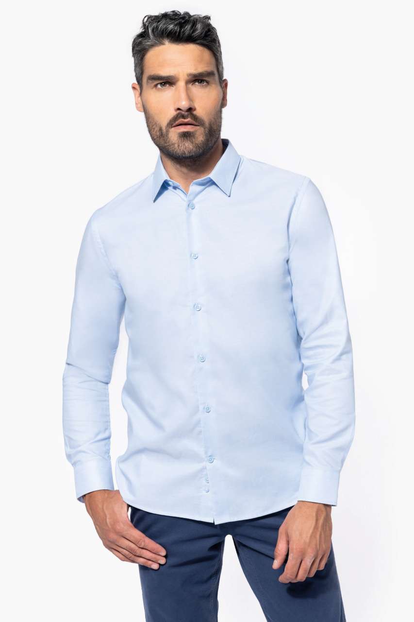 MEN LONG-SLEEVED EASY CARE SHIRT WITHOUT POCKET - White - modelimageurl
