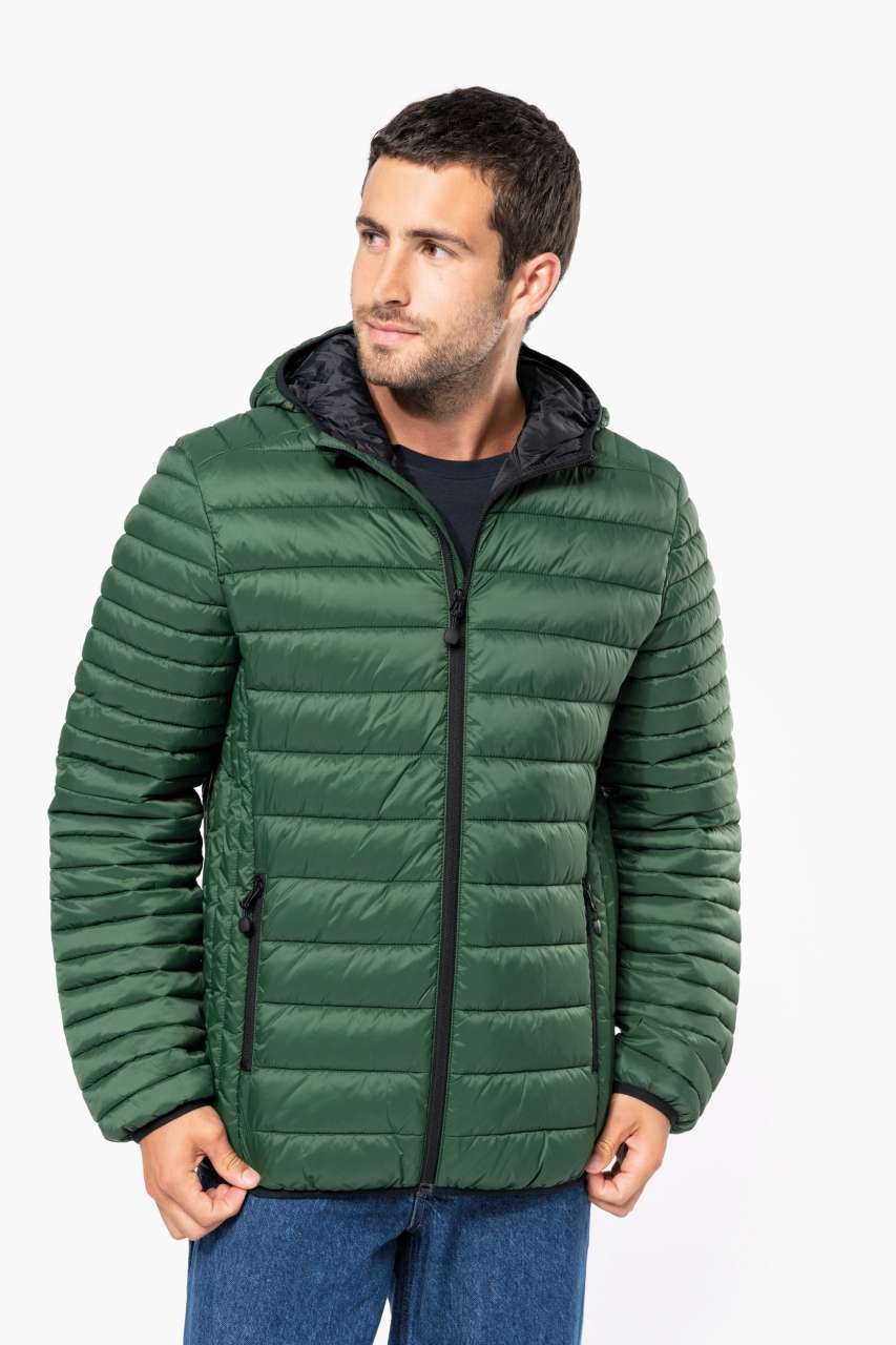 MEN'S LIGHTWEIGHT HOODED PADDED JACKET - Marl Dark Grey - Model
