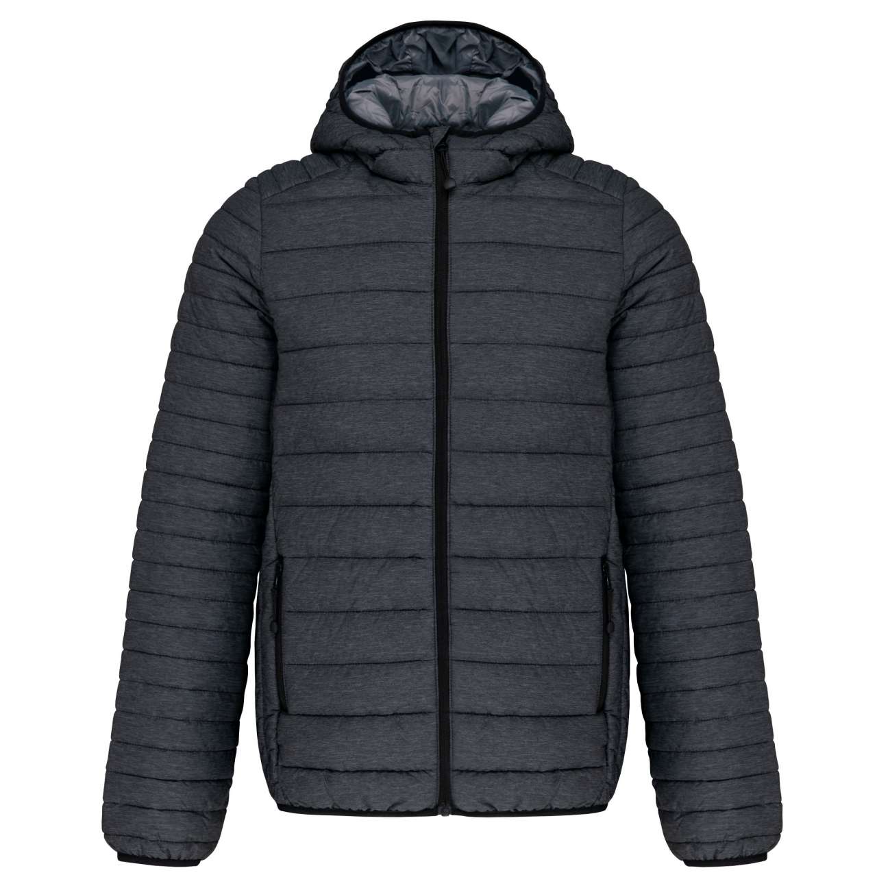 MEN'S LIGHTWEIGHT HOODED PADDED JACKET - Marl Dark Grey - Additional