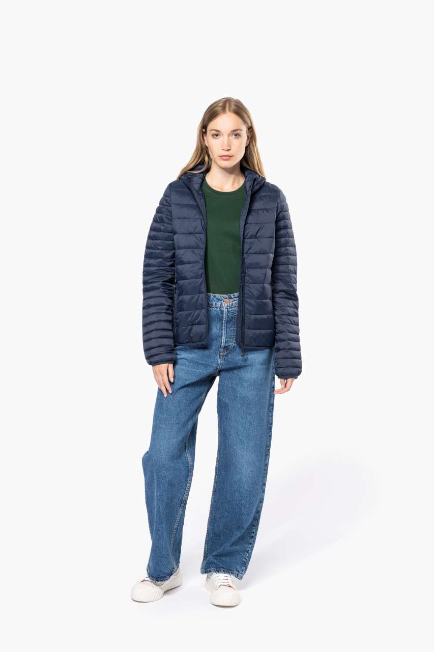 LADIES' LIGHTWEIGHT HOODED PADDED JACKET - Marl Dark Grey - Additional