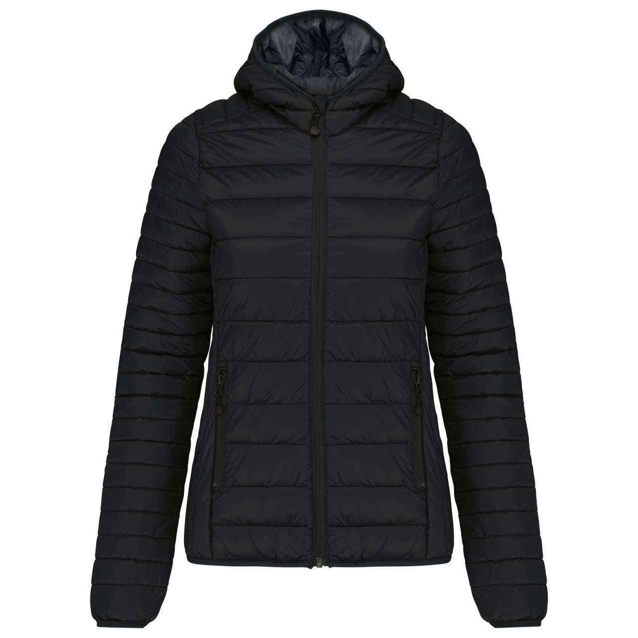 LADIES' LIGHTWEIGHT HOODED PADDED JACKET - Black - Additional
