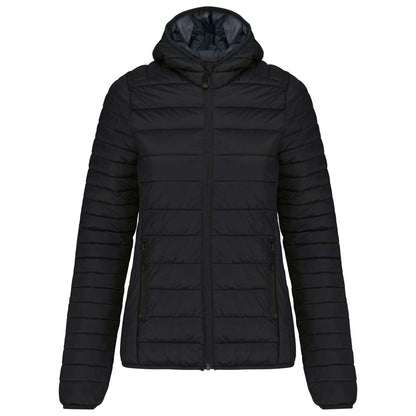 LADIES' LIGHTWEIGHT HOODED PADDED JACKET - Black - Additional