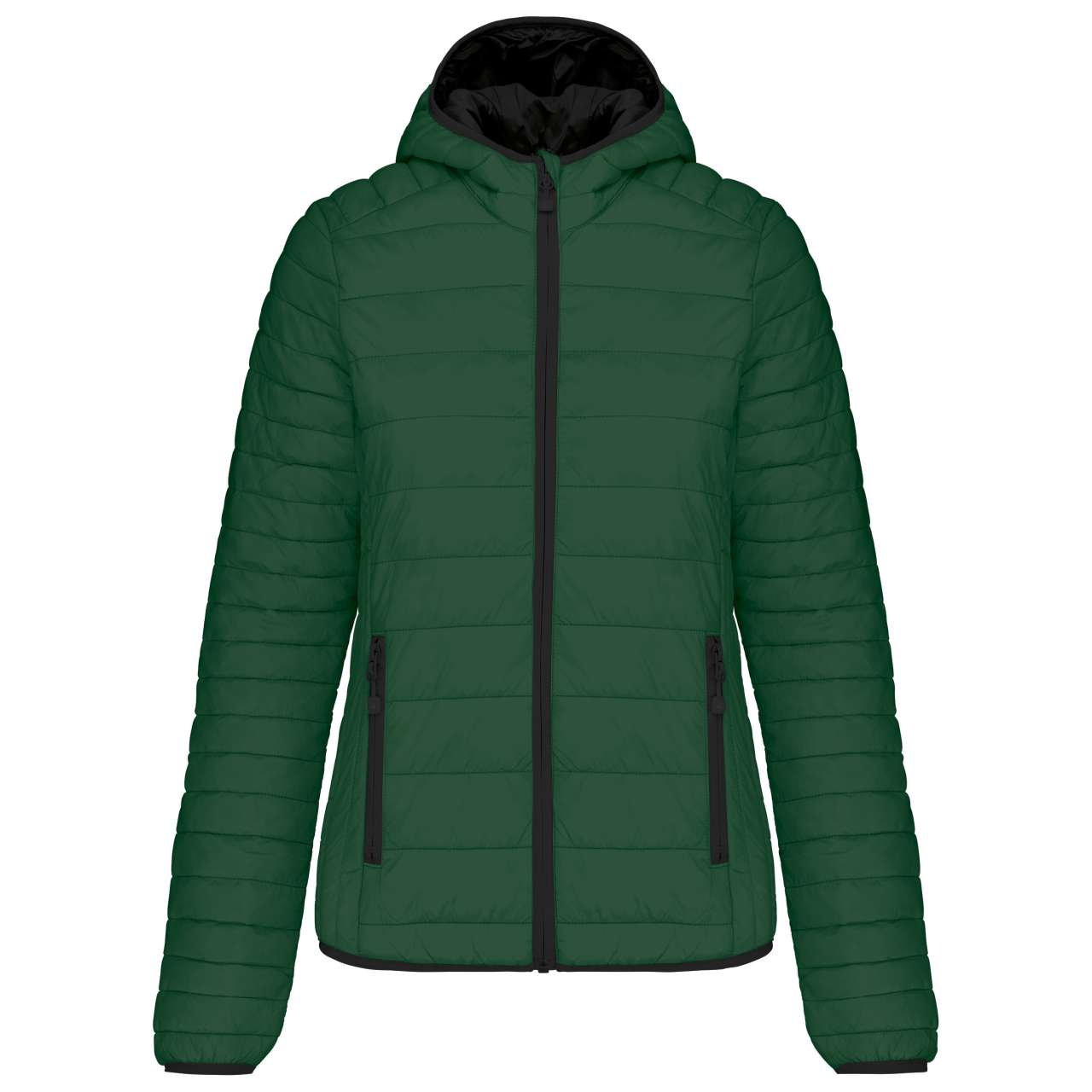 LADIES' LIGHTWEIGHT HOODED PADDED JACKET - Forest Green - Main