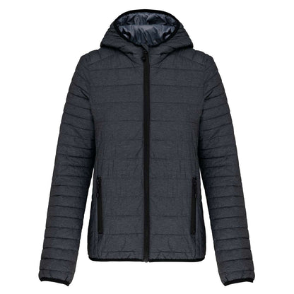 LADIES' LIGHTWEIGHT HOODED PADDED JACKET - Marl Dark Grey - Additional