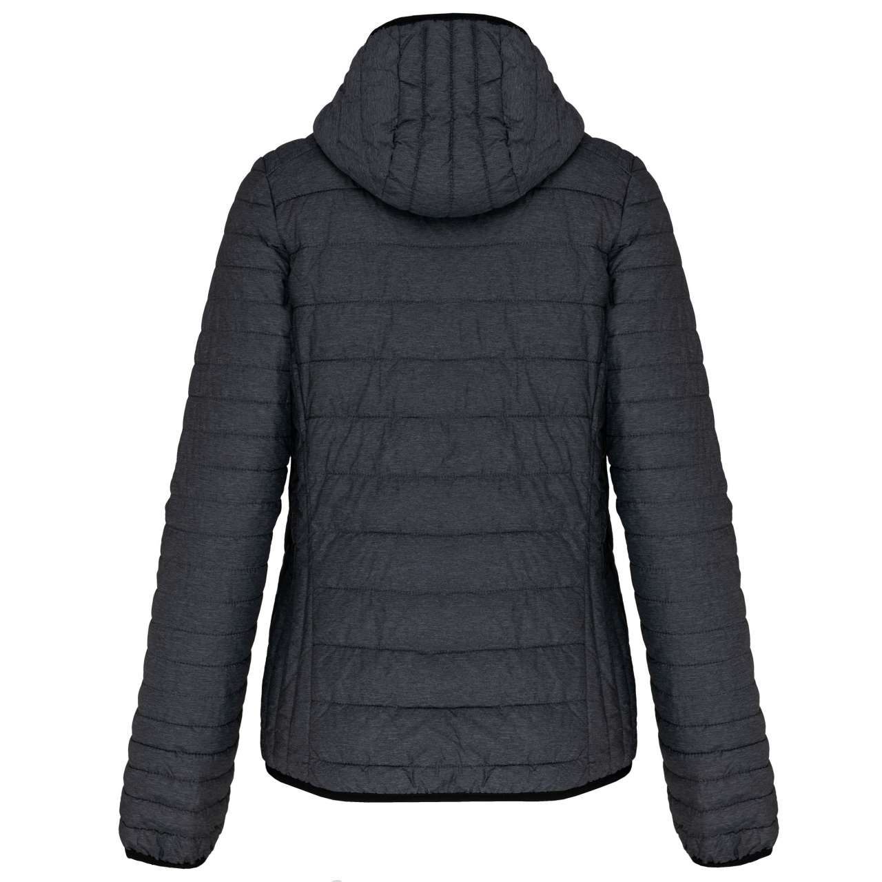 LADIES' LIGHTWEIGHT HOODED PADDED JACKET - Marl Dark Grey - Main