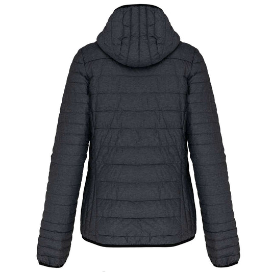 LADIES' LIGHTWEIGHT HOODED PADDED JACKET - Marl Dark Grey - Main