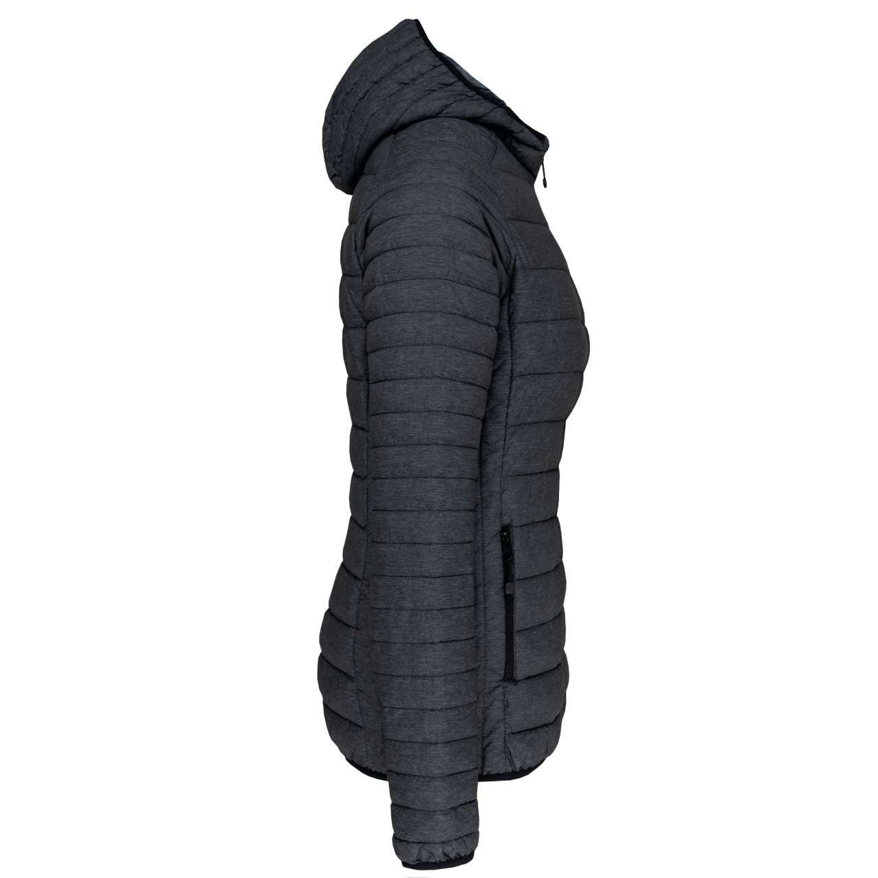 LADIES' LIGHTWEIGHT HOODED PADDED JACKET - Marl Dark Grey - Additional