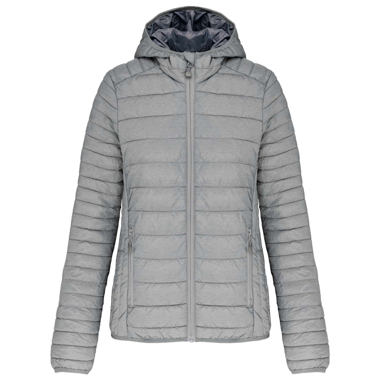 LADIES' LIGHTWEIGHT HOODED PADDED JACKET - Marl Silver - Additional