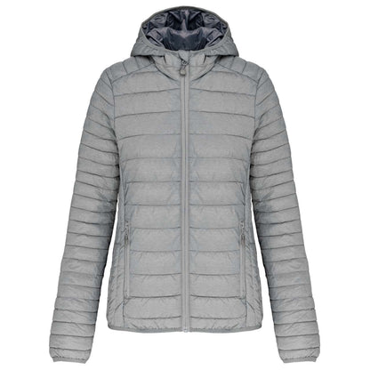 LADIES' LIGHTWEIGHT HOODED PADDED JACKET - Marl Silver - Additional