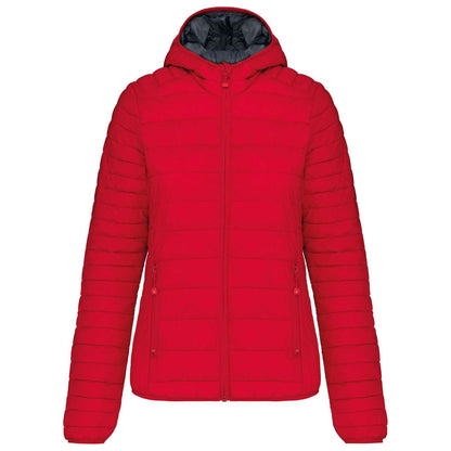 LADIES' LIGHTWEIGHT HOODED PADDED JACKET - Red - Additional