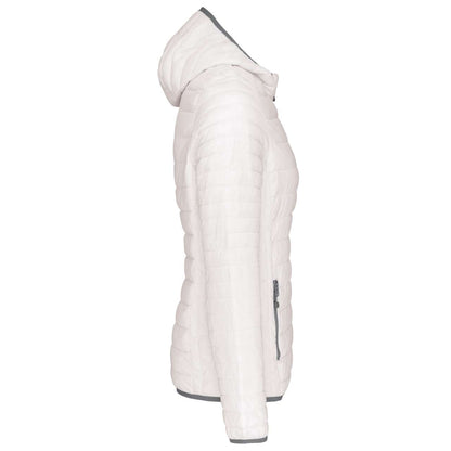 LADIES' LIGHTWEIGHT HOODED PADDED JACKET - White - Additional