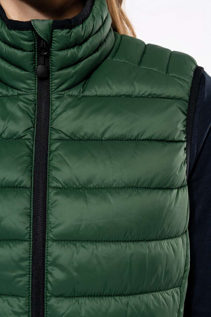 LADIES' LIGHTWEIGHT SLEEVELESS FAKE DOWN JACKET - Black - Additional