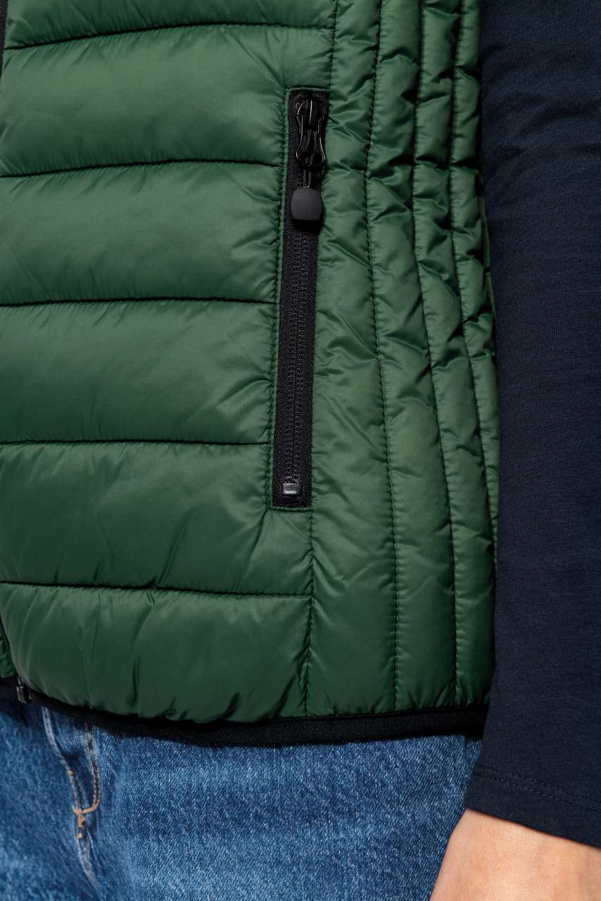 LADIES' LIGHTWEIGHT SLEEVELESS FAKE DOWN JACKET - Black - Additional