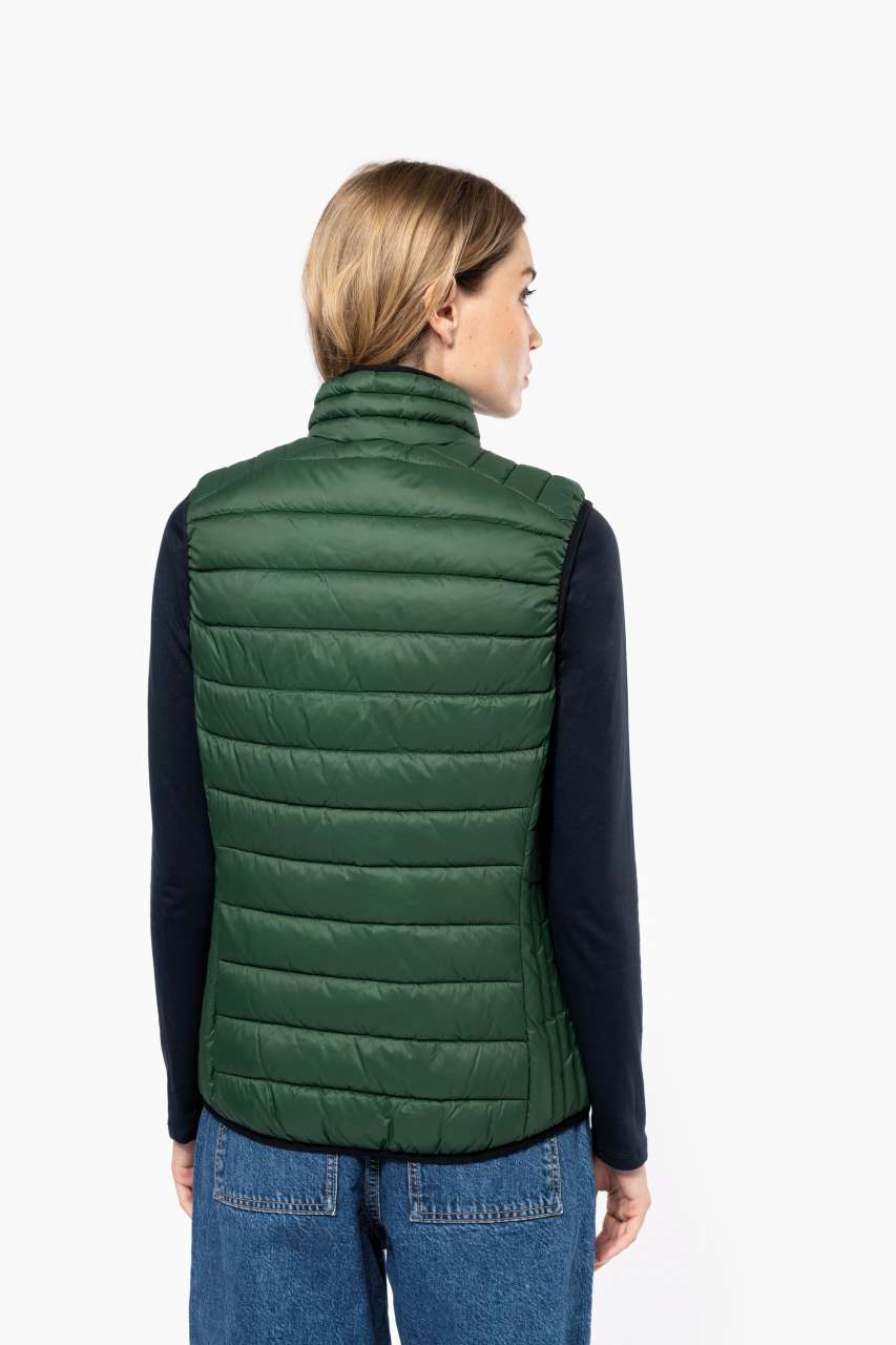 LADIES' LIGHTWEIGHT SLEEVELESS FAKE DOWN JACKET - Black - Additional
