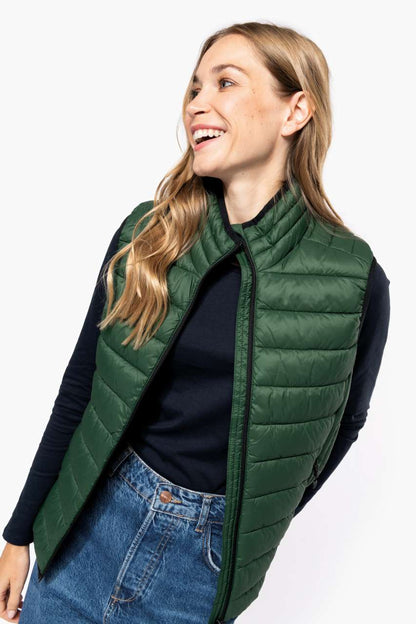 LADIES' LIGHTWEIGHT SLEEVELESS FAKE DOWN JACKET - Black - Additional