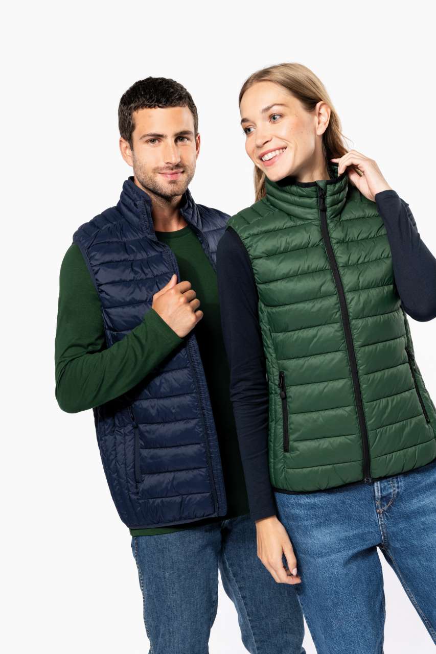 LADIES' LIGHTWEIGHT SLEEVELESS FAKE DOWN JACKET - Black - Additional