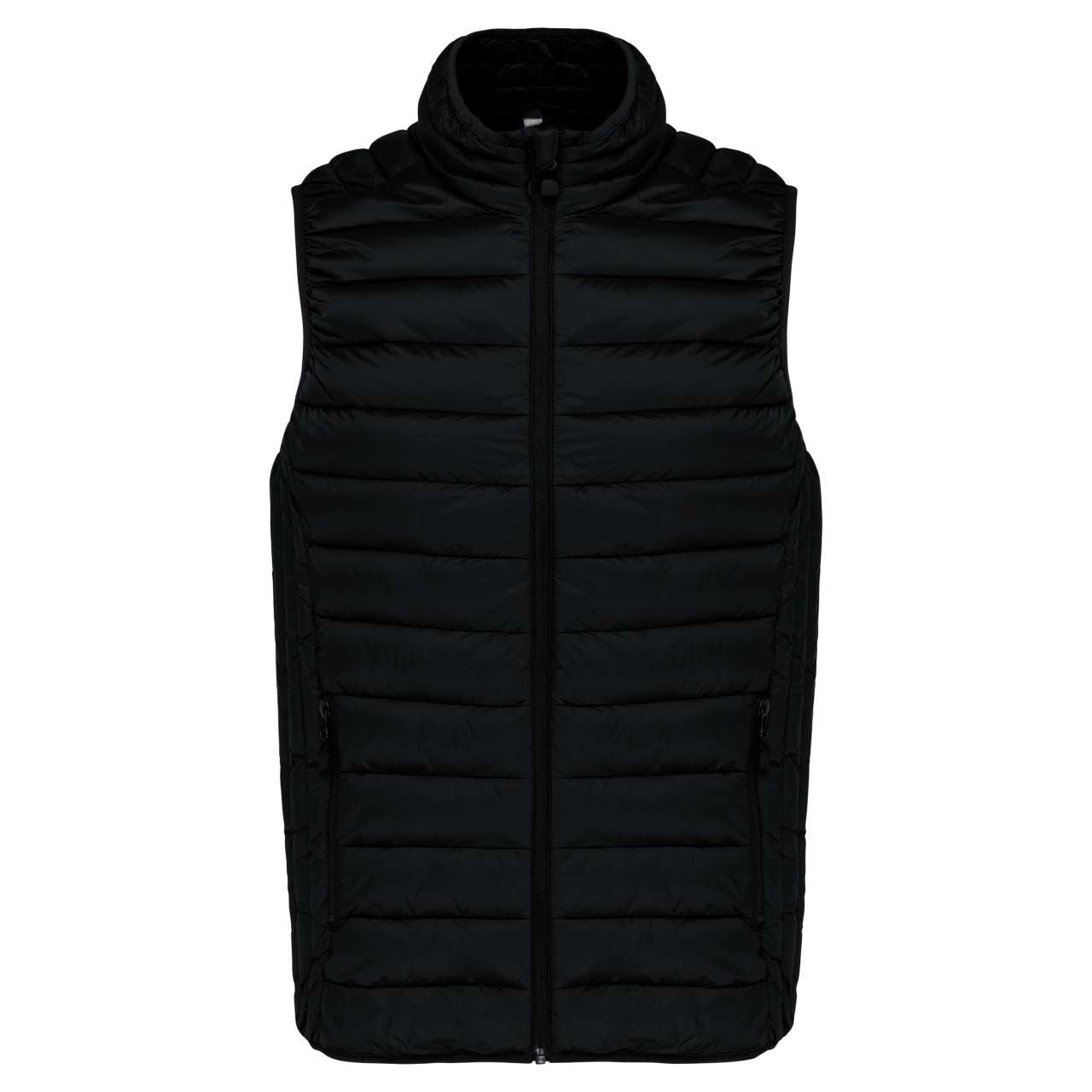 LADIES' LIGHTWEIGHT SLEEVELESS FAKE DOWN JACKET - Black - Main