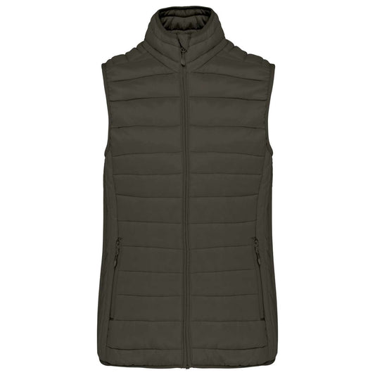 LADIES' LIGHTWEIGHT SLEEVELESS FAKE DOWN JACKET - Dark Khaki - Main