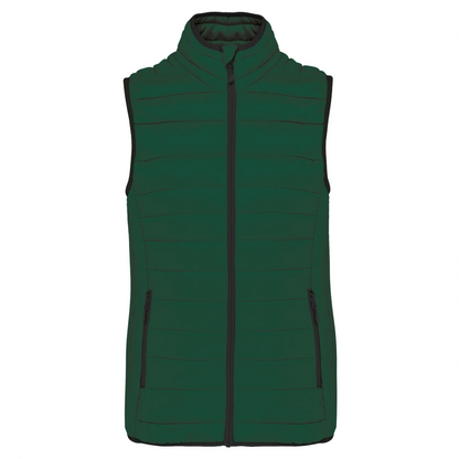 LADIES' LIGHTWEIGHT SLEEVELESS FAKE DOWN JACKET - Forest Green - Main