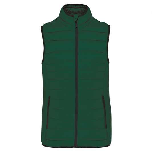 LADIES' LIGHTWEIGHT SLEEVELESS FAKE DOWN JACKET - Forest Green - Main
