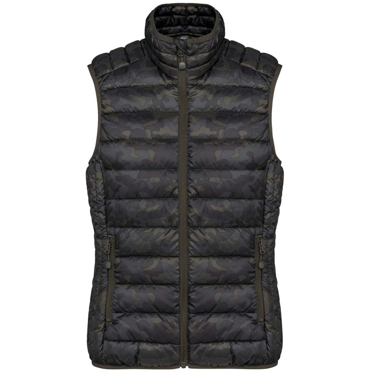 LADIES' LIGHTWEIGHT SLEEVELESS FAKE DOWN JACKET - Jungle Camo - Main