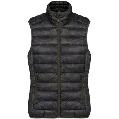 LADIES' LIGHTWEIGHT SLEEVELESS FAKE DOWN JACKET - Jungle Camo - Main