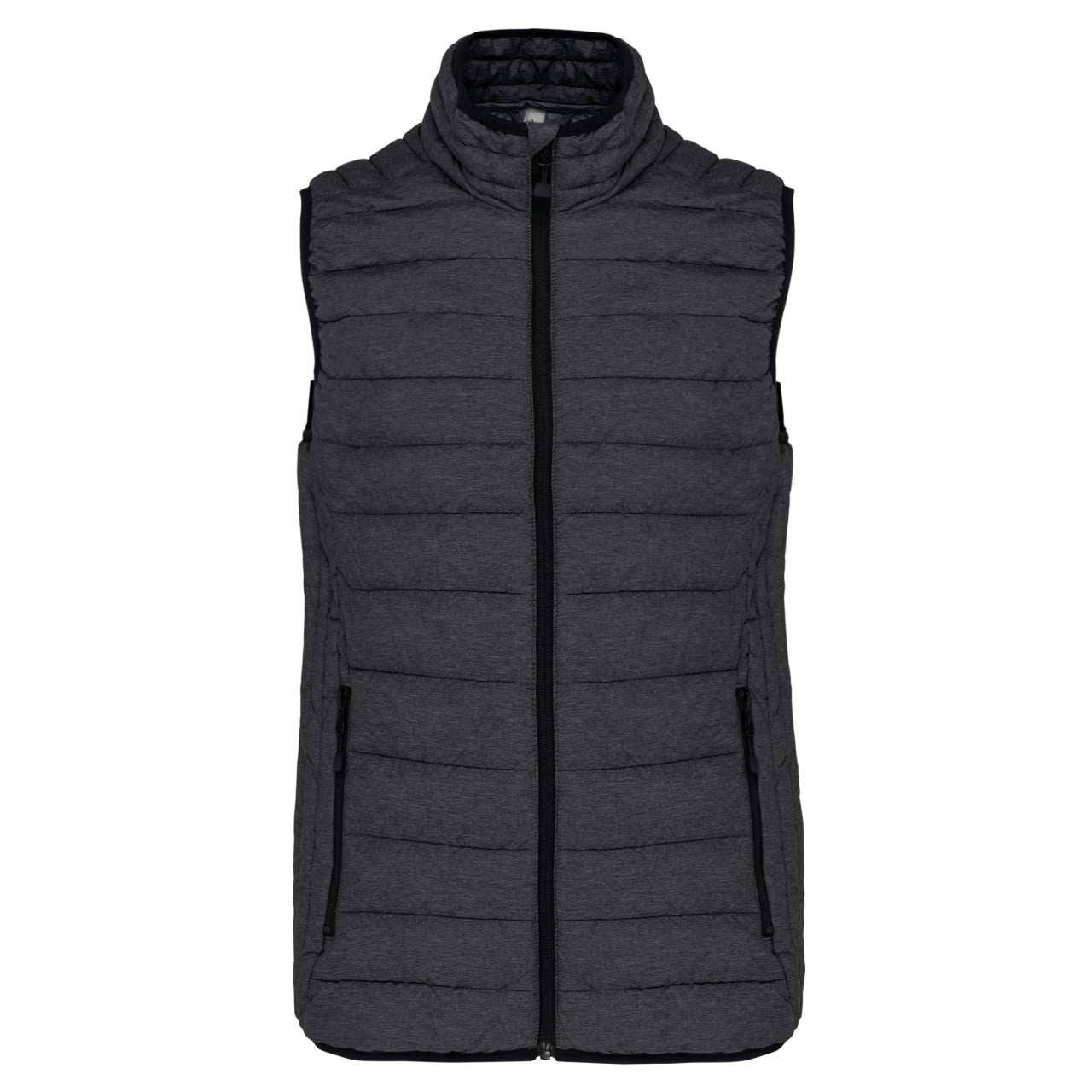 LADIES' LIGHTWEIGHT SLEEVELESS FAKE DOWN JACKET - Marl Dark Grey - Main
