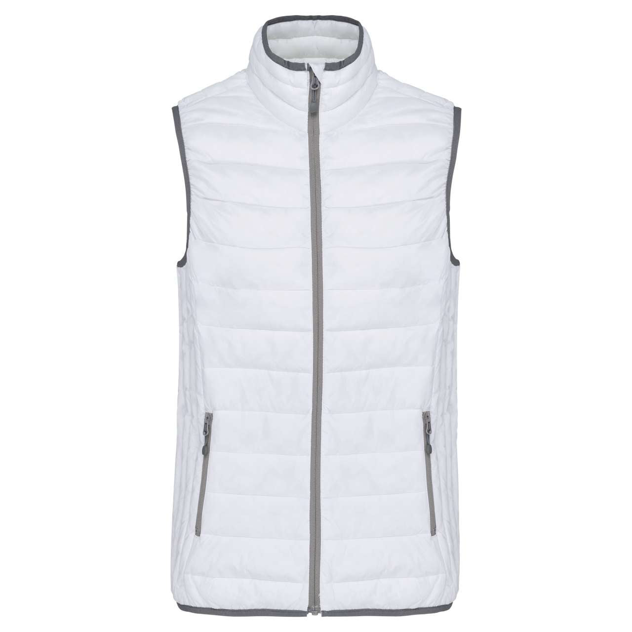 LADIES' LIGHTWEIGHT SLEEVELESS FAKE DOWN JACKET - White - Main