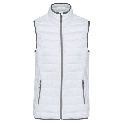 LADIES' LIGHTWEIGHT SLEEVELESS FAKE DOWN JACKET - White - Main