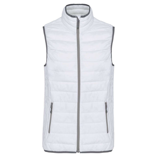 LADIES' LIGHTWEIGHT SLEEVELESS FAKE DOWN JACKET - White - Main