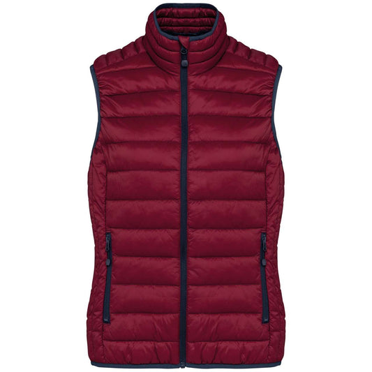 LADIES' LIGHTWEIGHT SLEEVELESS FAKE DOWN JACKET - Wine - Main