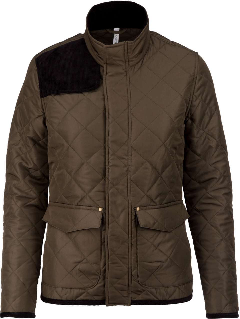 LADIES’ QUILTED JACKET - Mossy Green/Black - colorimageurl