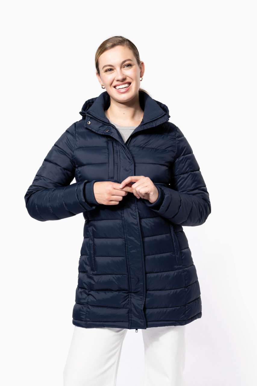 LADIES' LIGHTWEIGHT HOODED PADDED PARKA - Navy - modelimageurl