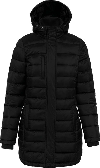 LADIES' LIGHTWEIGHT HOODED PADDED PARKA - Black - colorimageurl