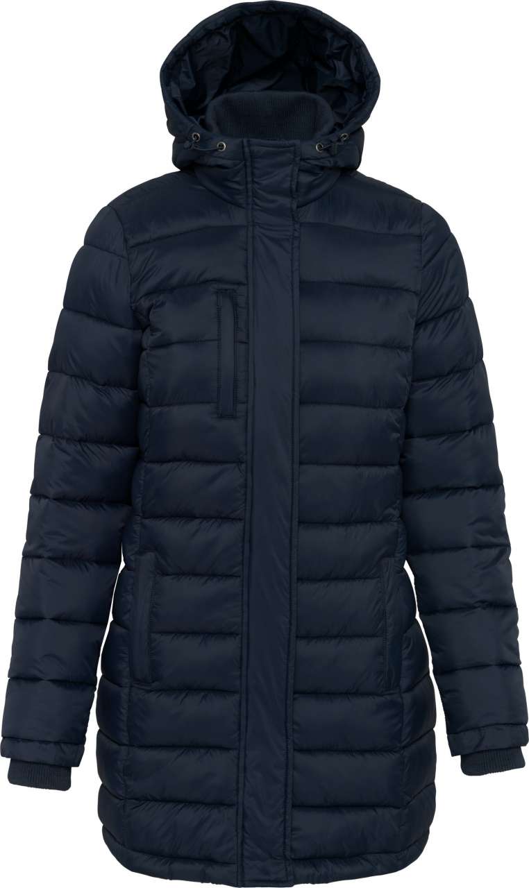LADIES' LIGHTWEIGHT HOODED PADDED PARKA - Navy - colorimageurl