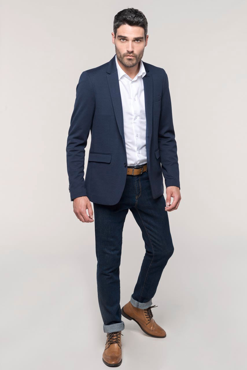 MEN’S KNIT JACKET - Night Navy Heather - modelimageurl