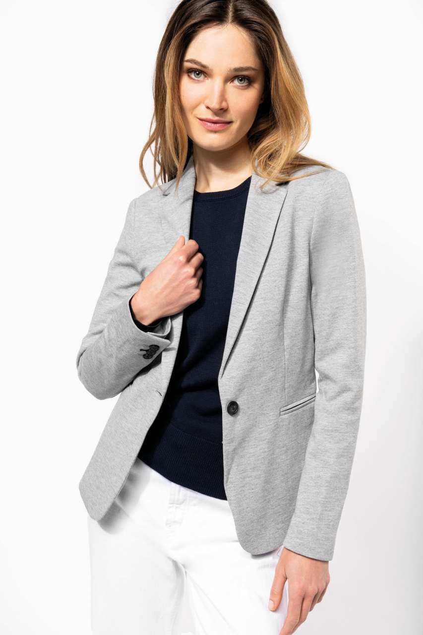 LADIES' KNIT JACKET - Light Grey Heather - modelimageurl