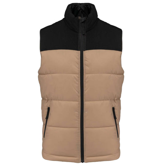 UNISEX BI-TONE PADDED BODYWARMER - Wet Sand/Black - colorimageurl